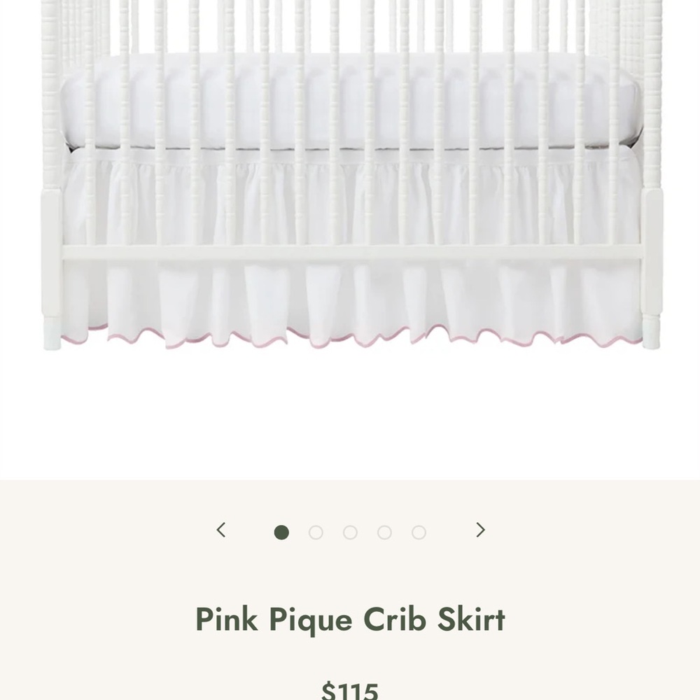 Biscuit Home Pique White and Pink Crib Skirt